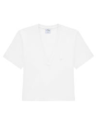 T-shirt court à col en V avec logo ac - Heritage White