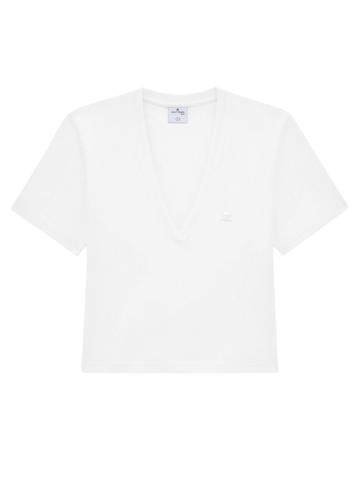 T-shirt court à col en V avec logo ac - Heritage White