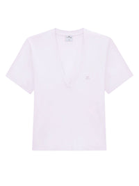 T-shirt court à col en V avec logo ac - Mist