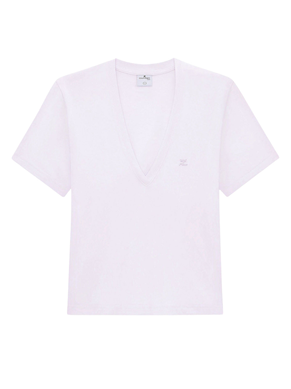 T-shirt court à col en V avec logo ac - Mist