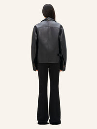 8pcs NEW / BLOUSON BIKER MODULAR EN CUIR - Black