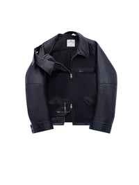 8pcs NEW / BLOUSON BIKER MODULAR EN CUIR - Black