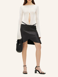 Jupe mini Slash Ellipse en cuir - Black