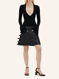 Jupe multi-sangles en cuir - Black