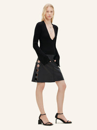 MULTI SANGLE LEATHER MINI SKIRT-36