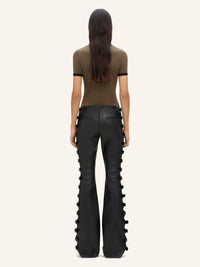 3pcs NEW / PANTALON BOOTCUT MULTI SANGLES EN CUIR - Black