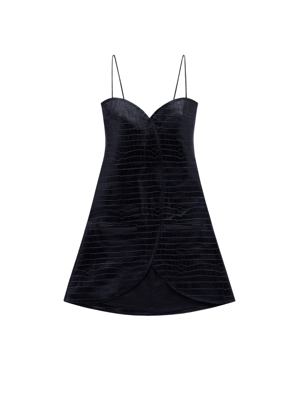 Robe courte imprimée croco Ellipse à fines bretelles - Black