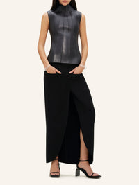 3pcs NEW / TOP RAYONNANT EN CUIR - Black