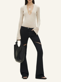 PRIX MARQUE : 120 / V NECK RIB KNIT