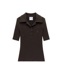 95pcs NEW / POLO SIGNATURE EN MAILLE CÔTELÉE - Mud brown