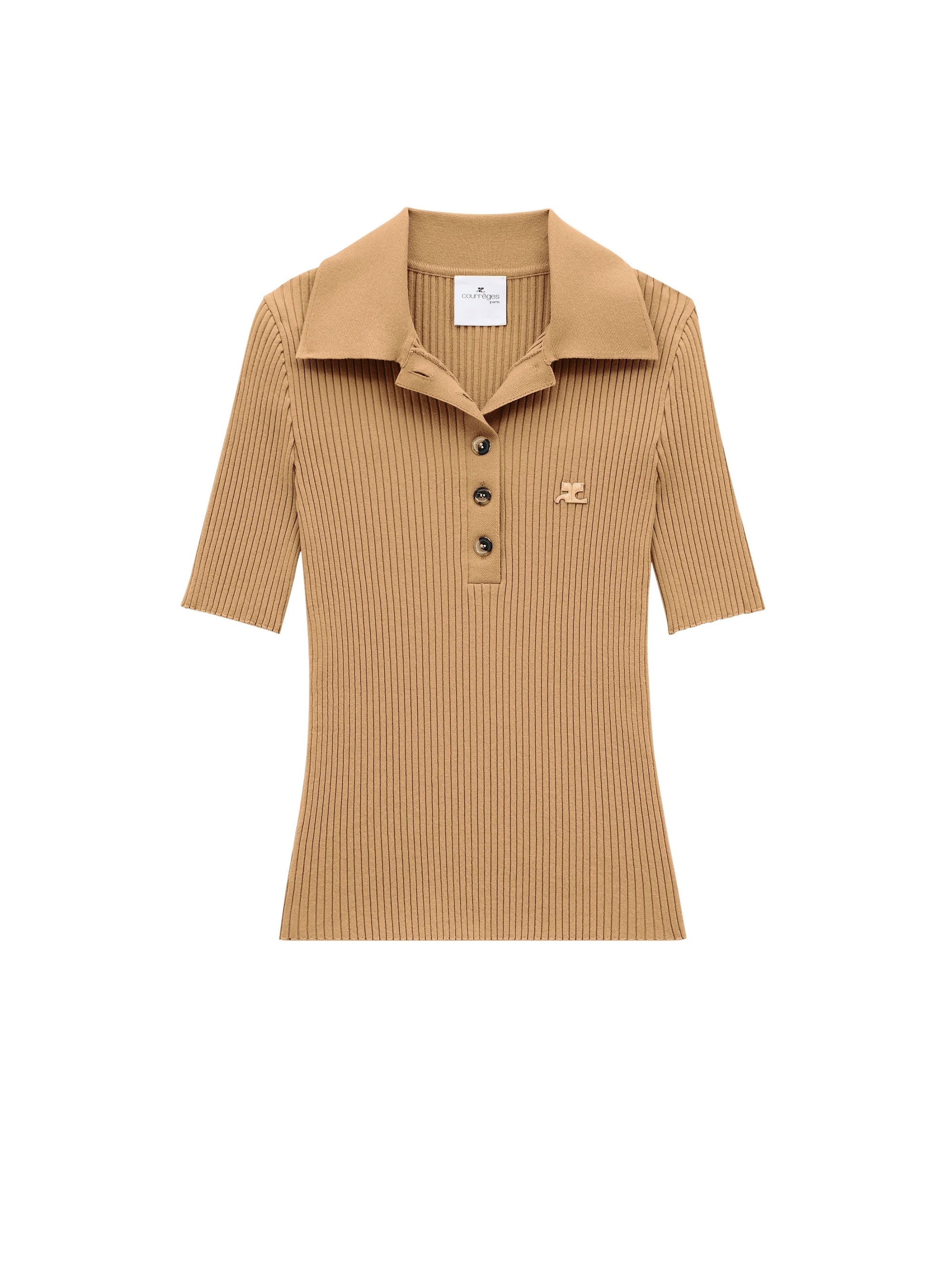 101pcs NEW / POLO SIGNATURE EN MAILLE CÔTELÉE - Toffee