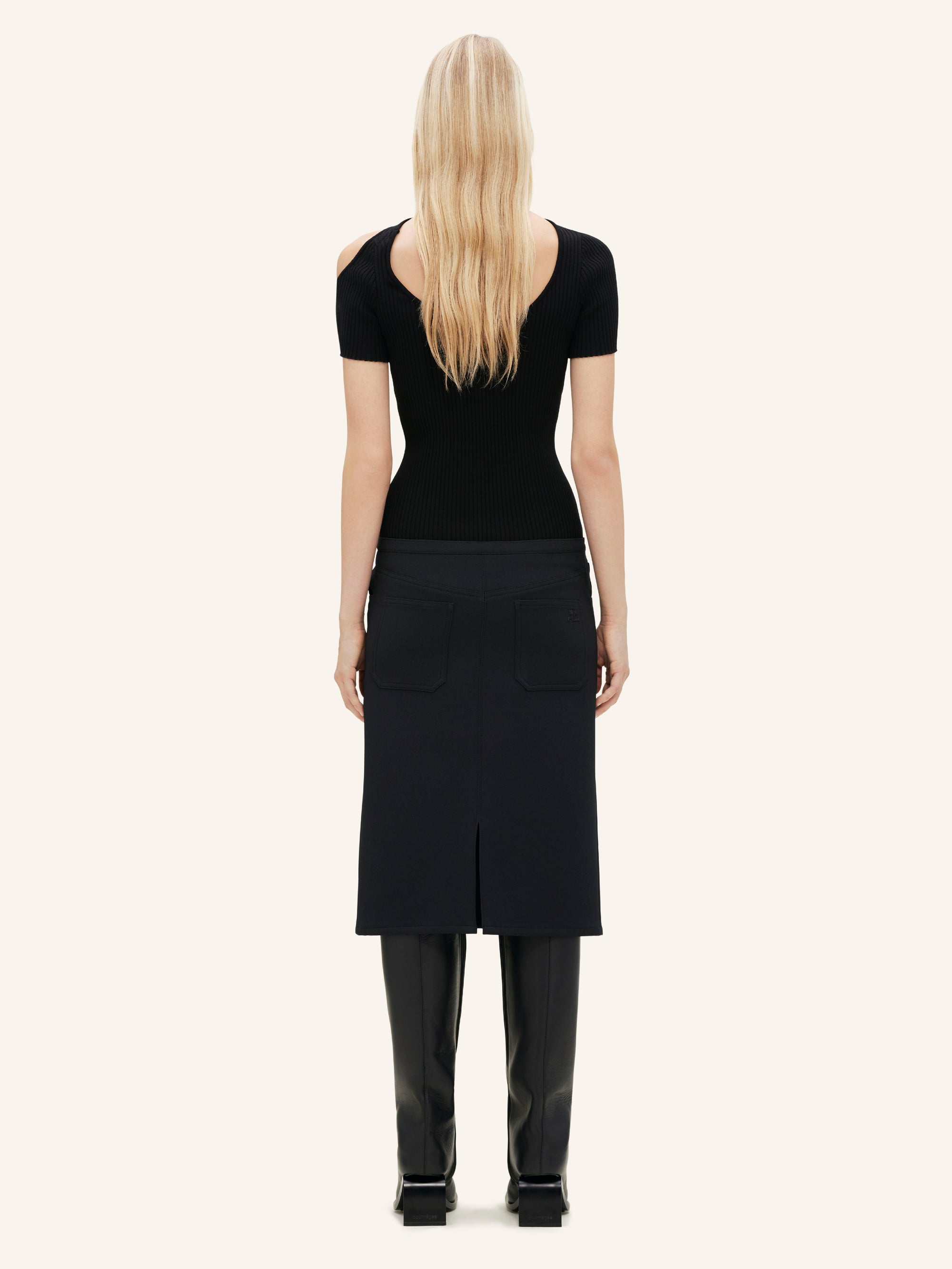 14pcs NEW / PULL HYPERBOLE EN MAILLE CÔTELÉE - Black