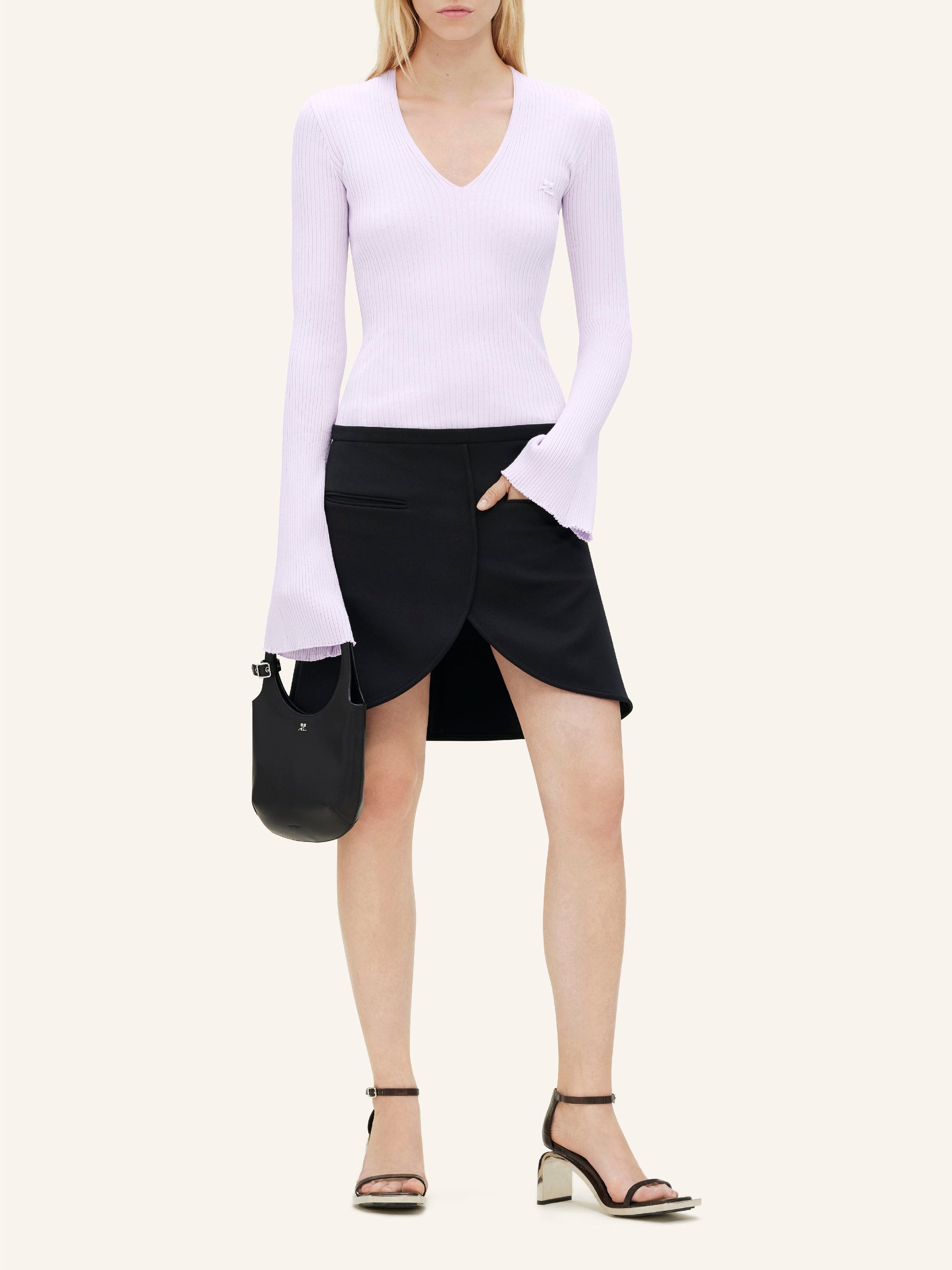137pcs NEW / PULL COL V EN MAILLE CÔTELÉE - Mist