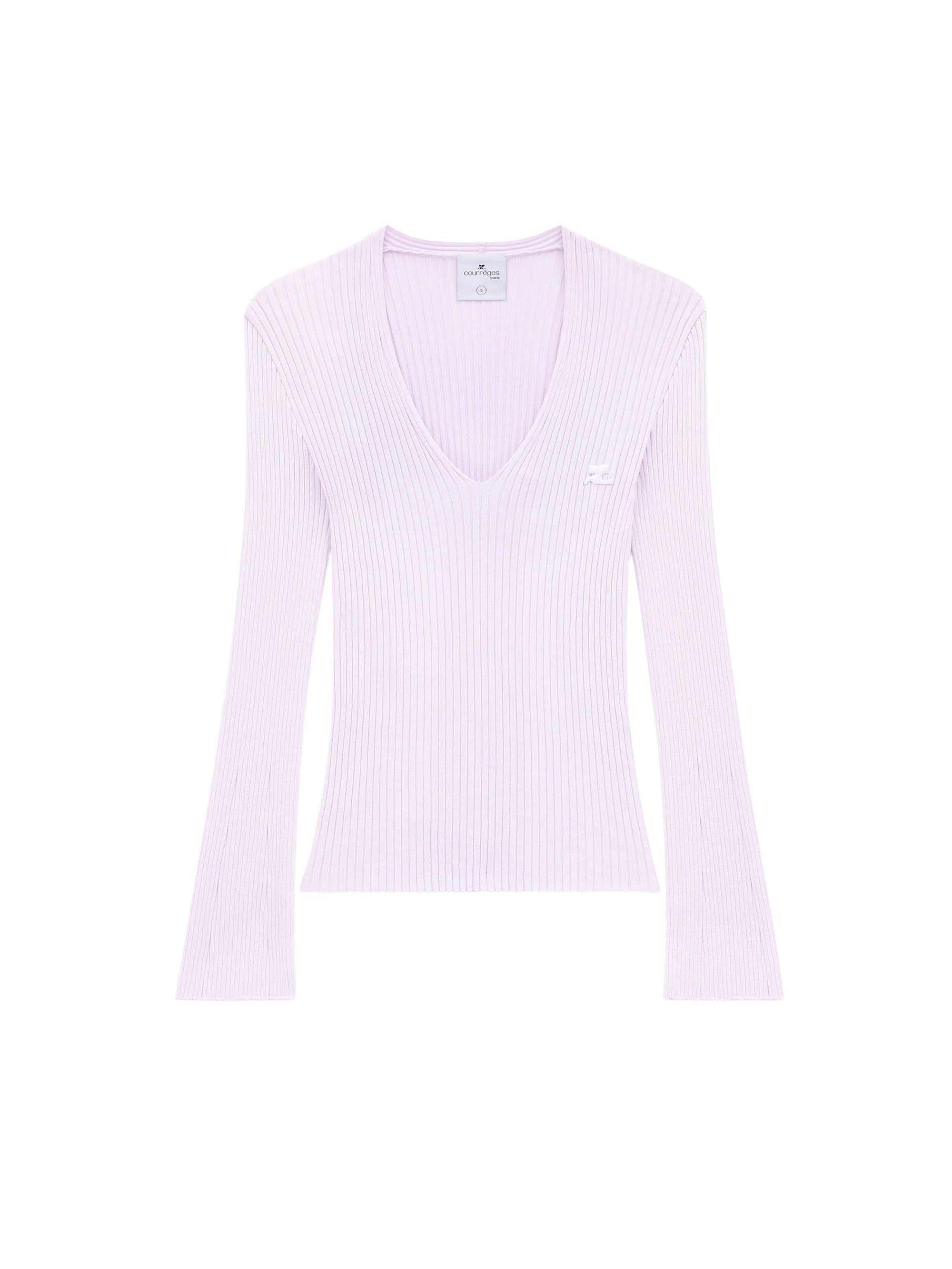 137pcs NEW / PULL COL V EN MAILLE CÔTELÉE - Mist