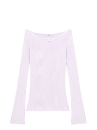 173pcs NEW / PULL COL BATEAU EN MAILLE CÔTELÉE - Mist