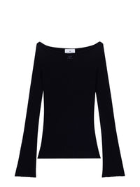 193pcs NEW / PULL COL BATEAU EN MAILLE CÔTELÉE - Black