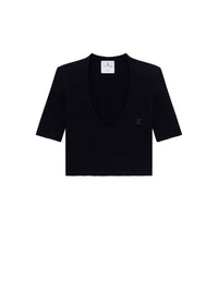 228pcs NEW / PULL COURT EN MAILLE CÔTELÉE - Black