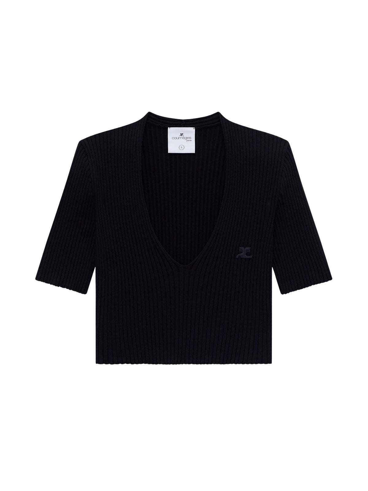 Pull iconique court col V en maille - Black