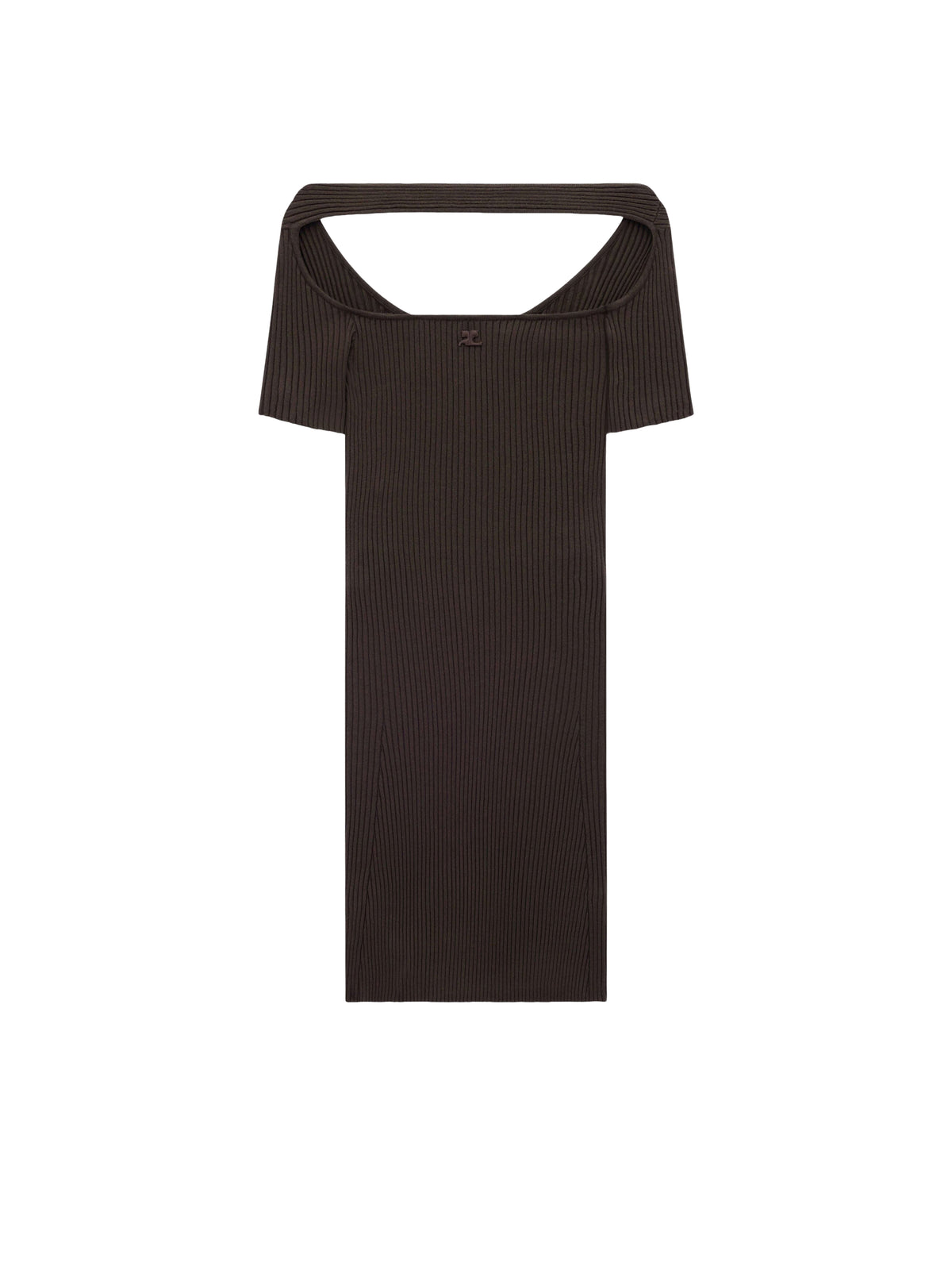 Mini robe Hyperbole en maille côtelée - Mud Brown
