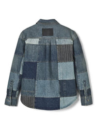 Chemise patchwork en denim - Indigo