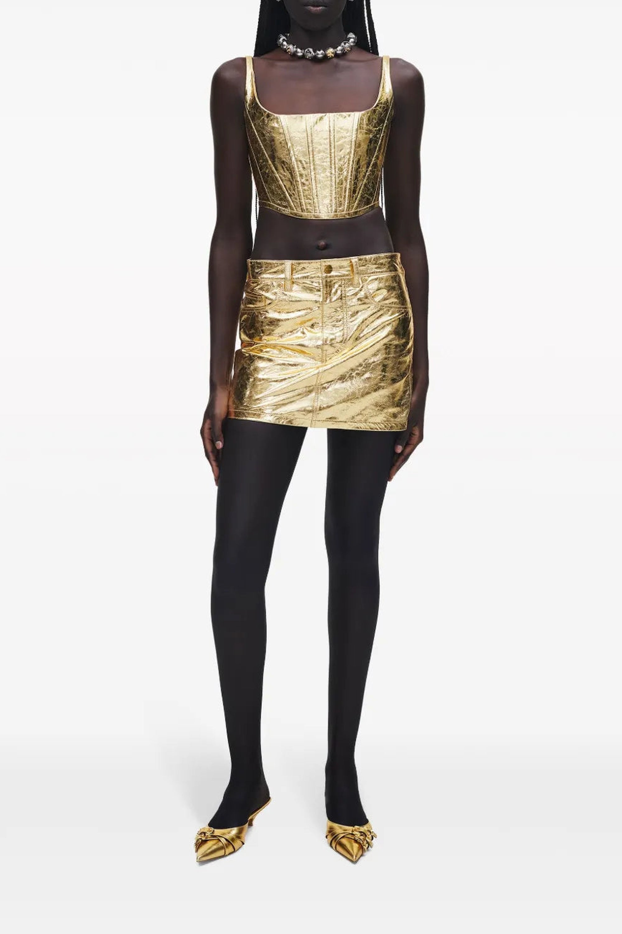 Metallic leather corset - Gold