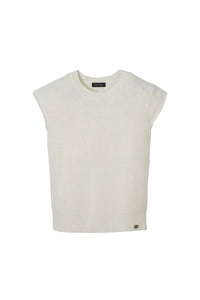 T-shirt à manches courtes Pilled en laine - Cream