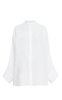 Everett Shirt en blanc lin d’aloès popeline de chemise