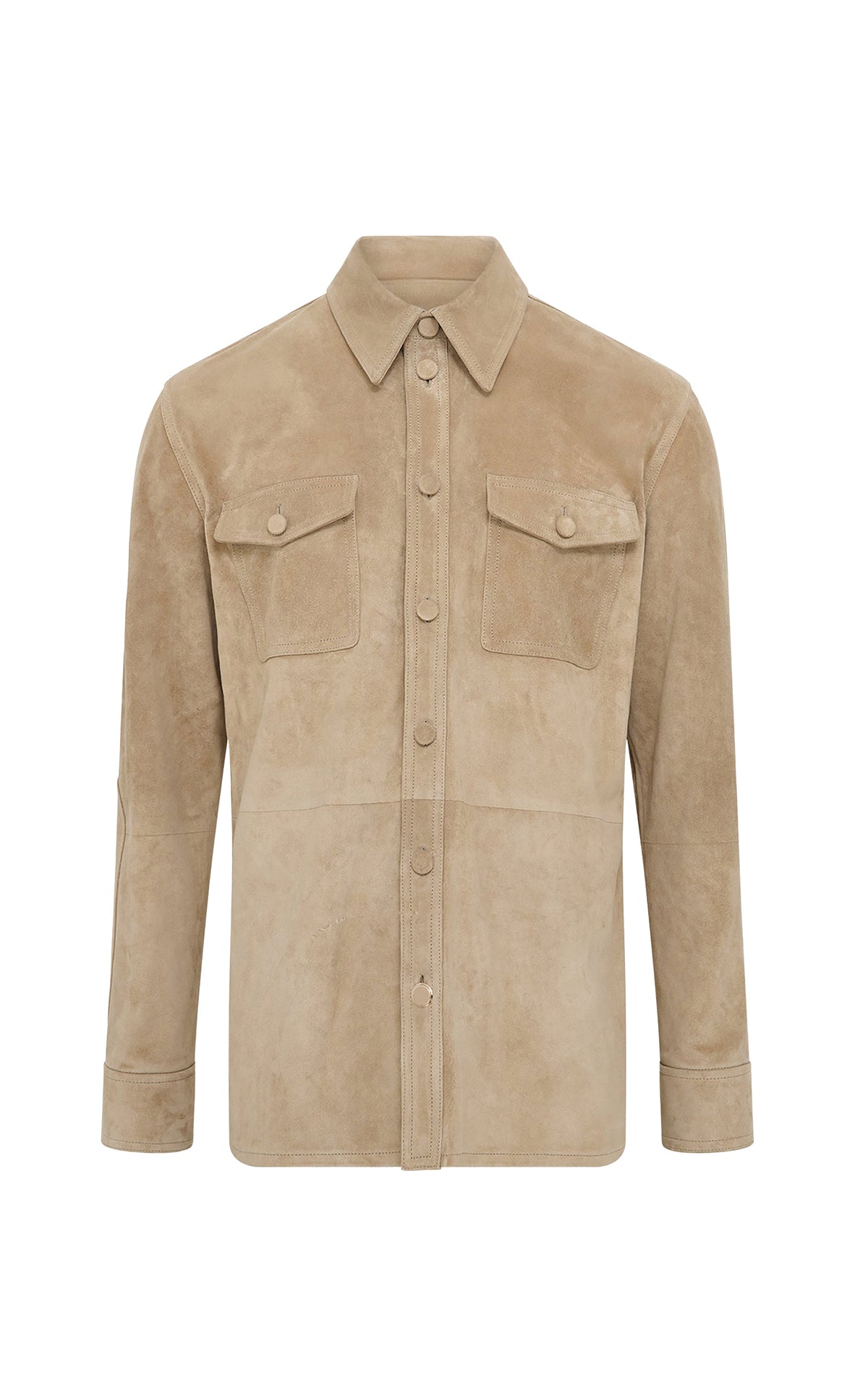 Lucas Overshirt en camel crosta daim