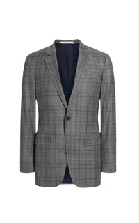 Damien Jacket en bleu / gris check glen tartan drap de costume
