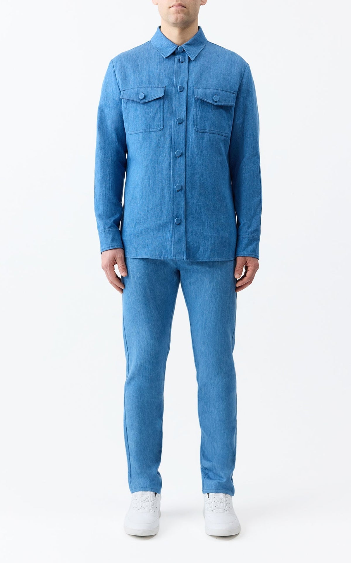 Light Blue Denim / Veste chemise Everly coton et lin - Light Blue Denim
