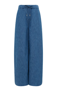 Gelos Pant en bleu moyen coton lin denim