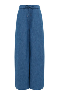 Medium Blue / Pantalon Gelos coton et lin - Medium Blue