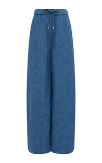 Medium Blue / Pantalon Gelos en coton et lin - Medium Blue