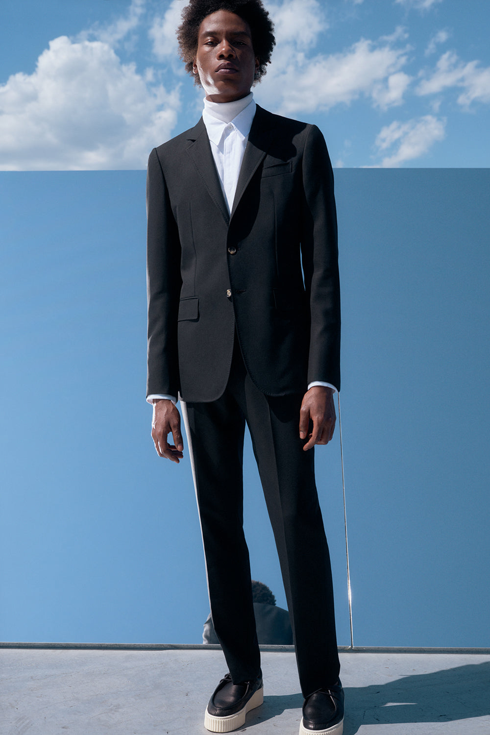 Sebastian Pant en noir uni drap de costume