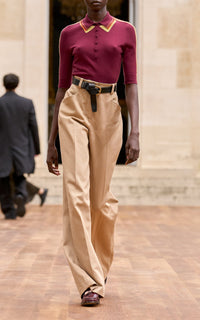 Norman Pant en camel coton Sea Island sergé