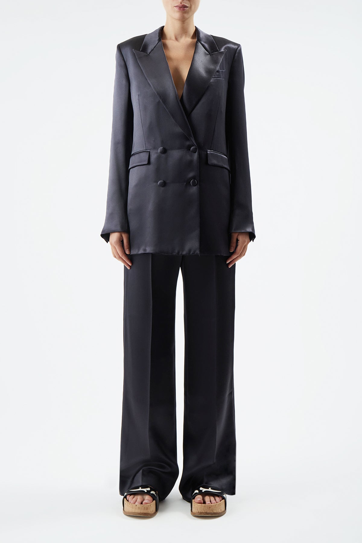 Norman Pant en noir eco soft laine drap de costume