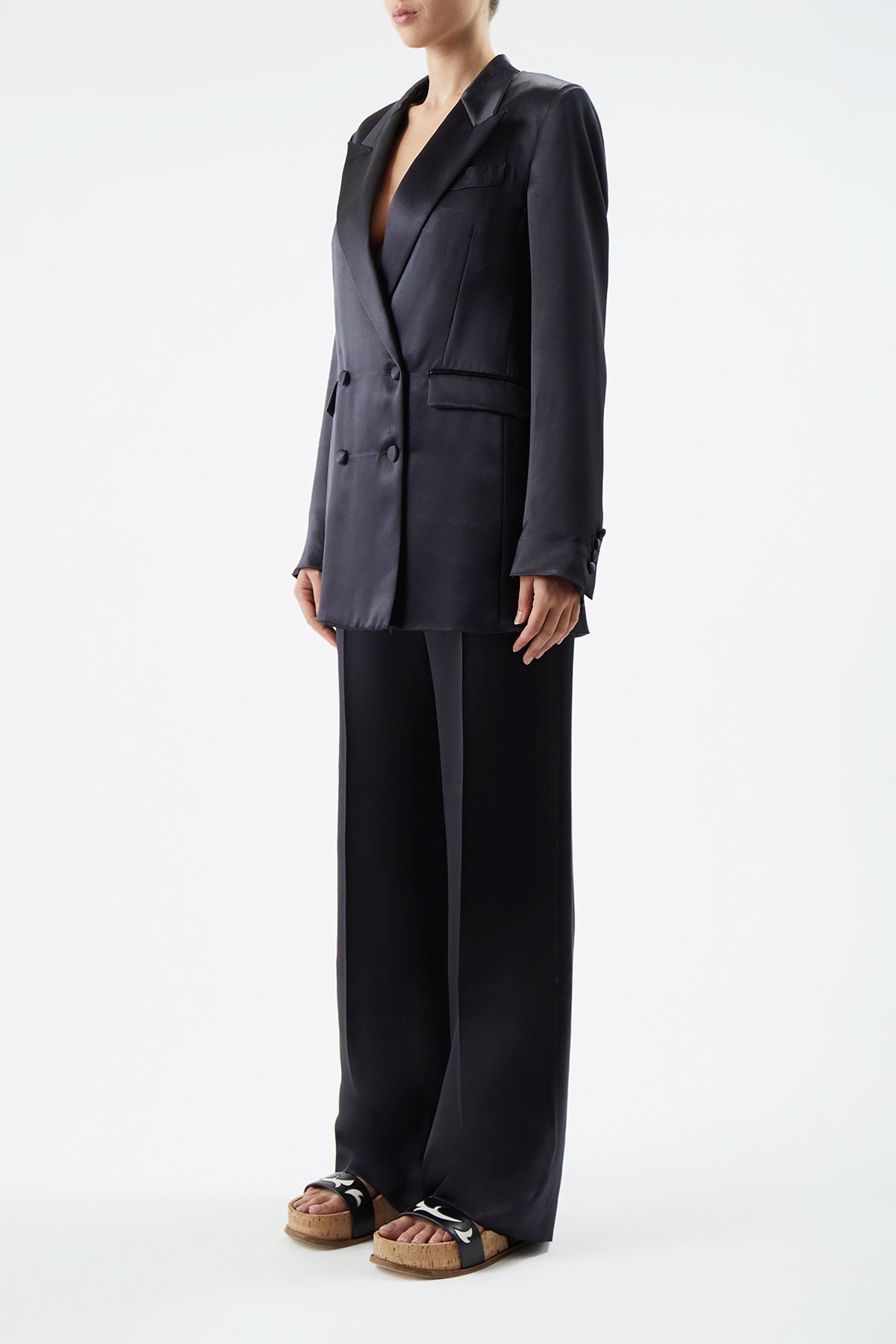 Norman Pant en noir eco soft laine drap de costume