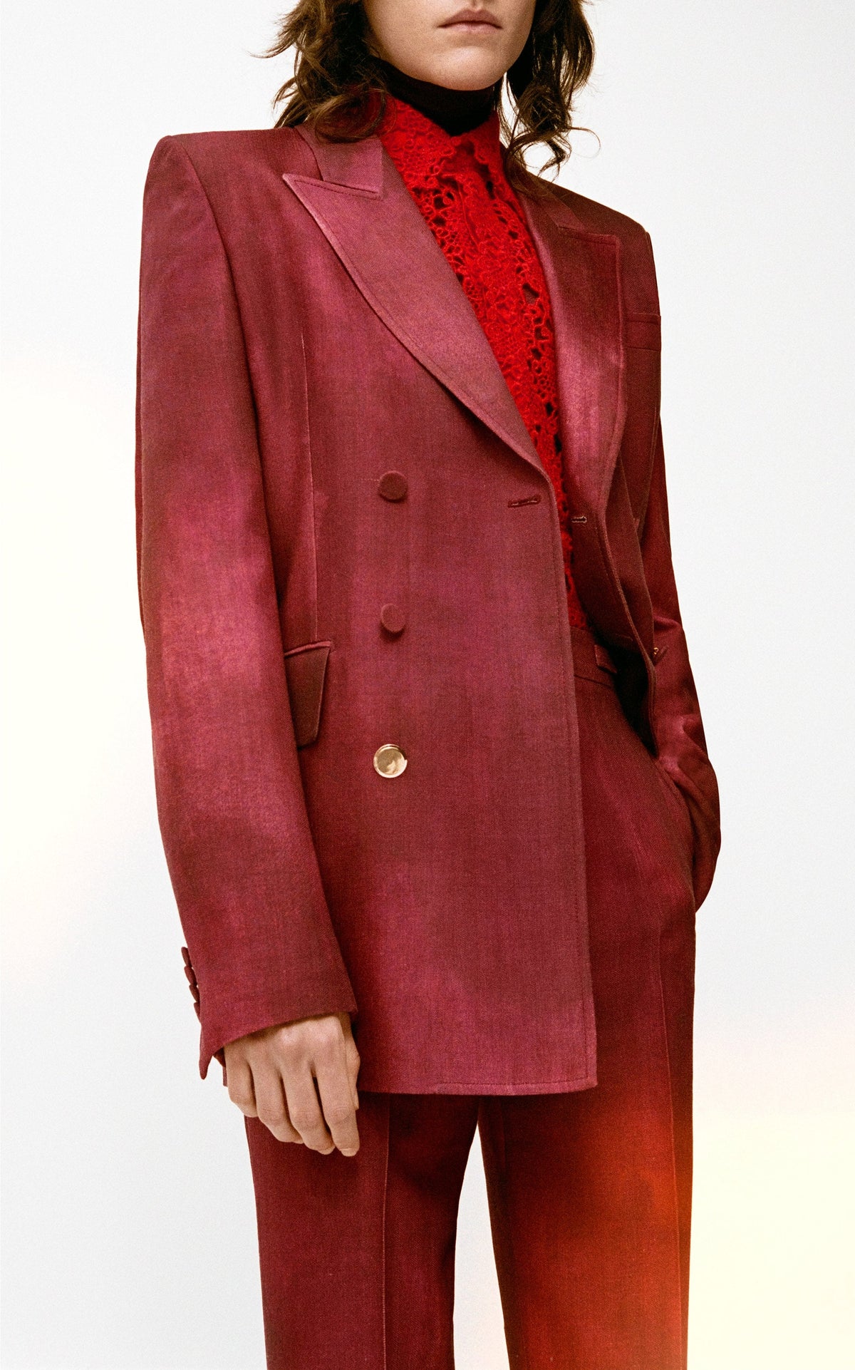 Stevie Pant en bordeaux barre laine drap de costume