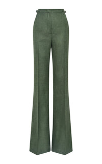 Olive / Pantalon Vesta en laine et soie - Olive