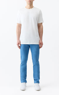 Anthony Five Pocket Pant en denim bleu clair washed coton lin denim