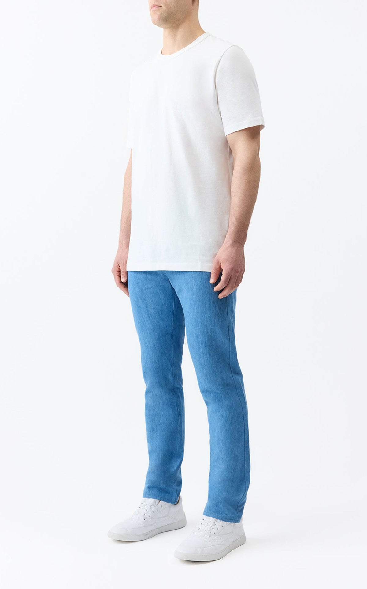 Anthony Five Pocket Pant en denim bleu clair washed coton lin denim