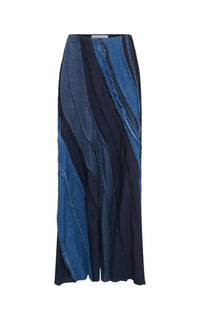 Elora cotton and linen skirt - Medium Blue