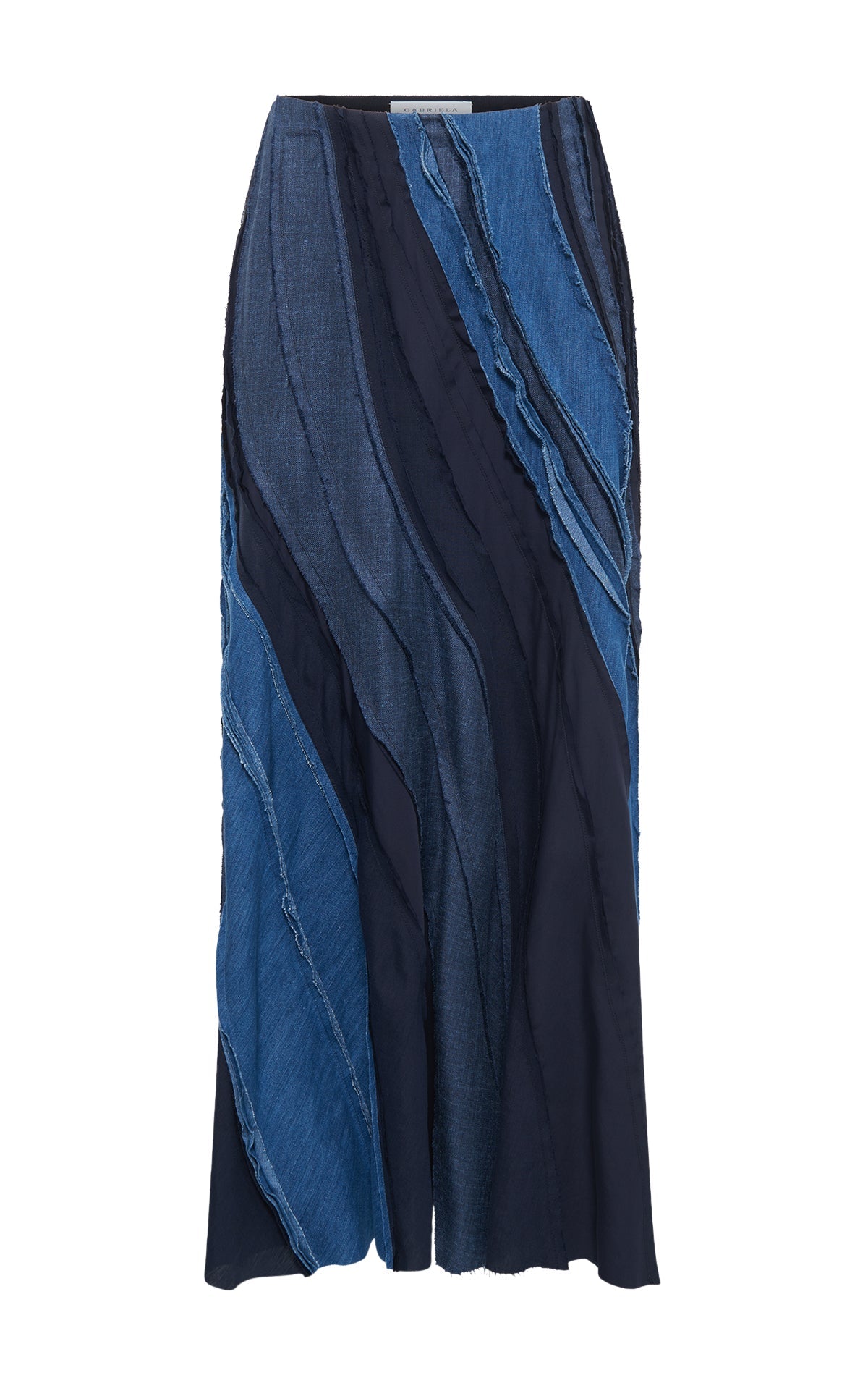 Elora Skirt en bleu moyen coton lin denim