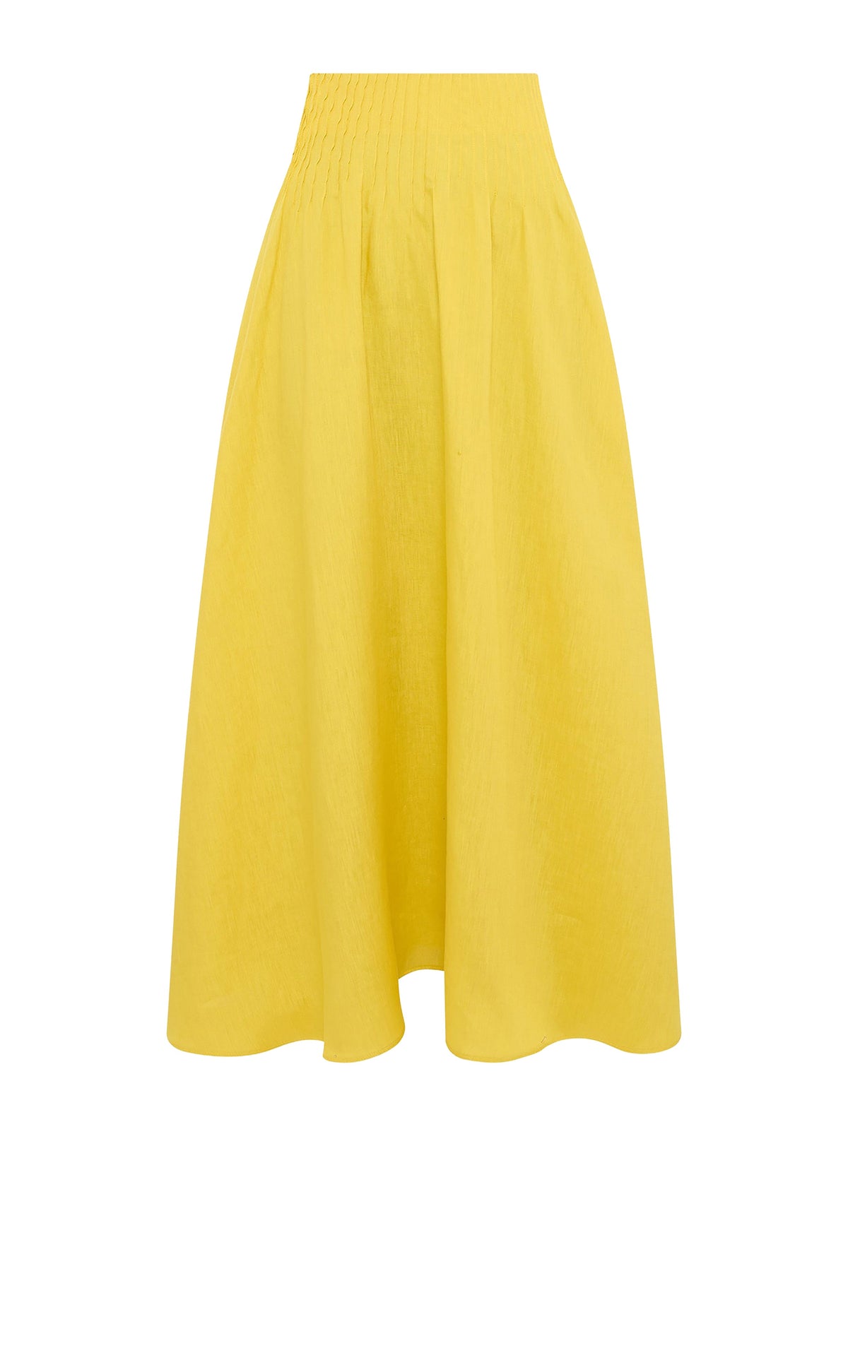Penelope Skirt en ocre doré lin d’aloès popeline de chemise