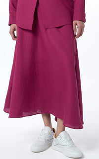Penelope Skirt en framboise lin d’aloès popeline de chemise