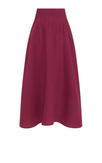 Penelope Skirt en framboise lin d’aloès popeline de chemise