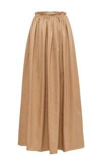 Chiara Skirt en camel coton Sea Island sergé