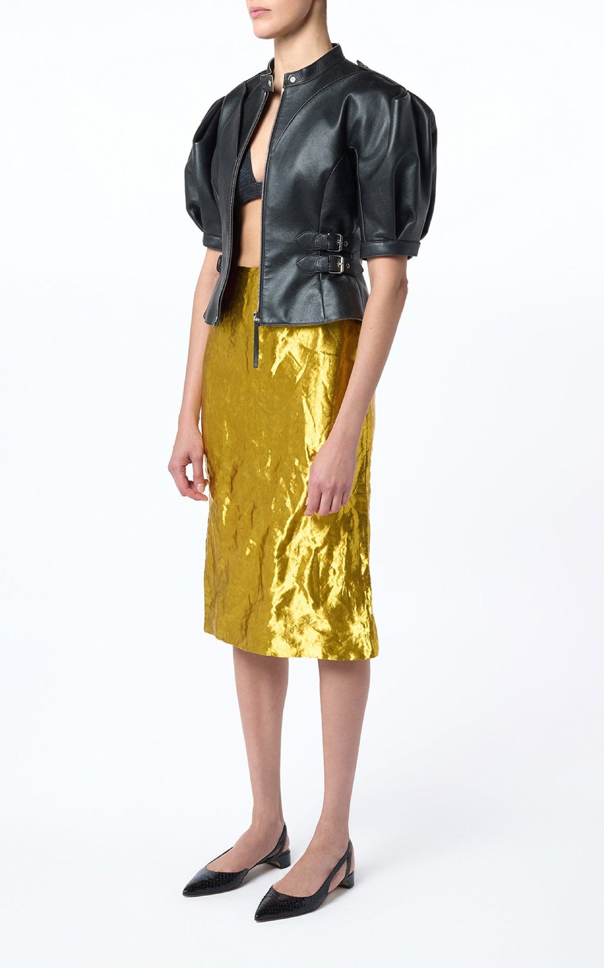 Manuela Skirt en or woven metal