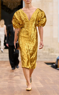 Fides Dress en or woven metal