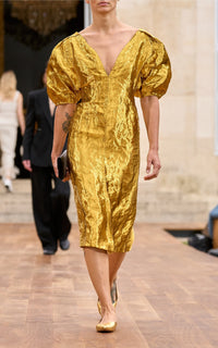Gold / Robe Fides à manches sculpturales - Gold